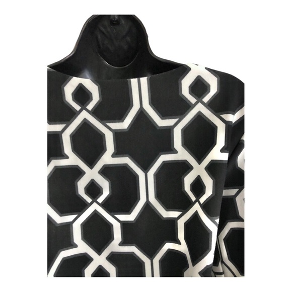 Black & off white geometry print colorblock mod style dress size medium new - Picture 13 of 16